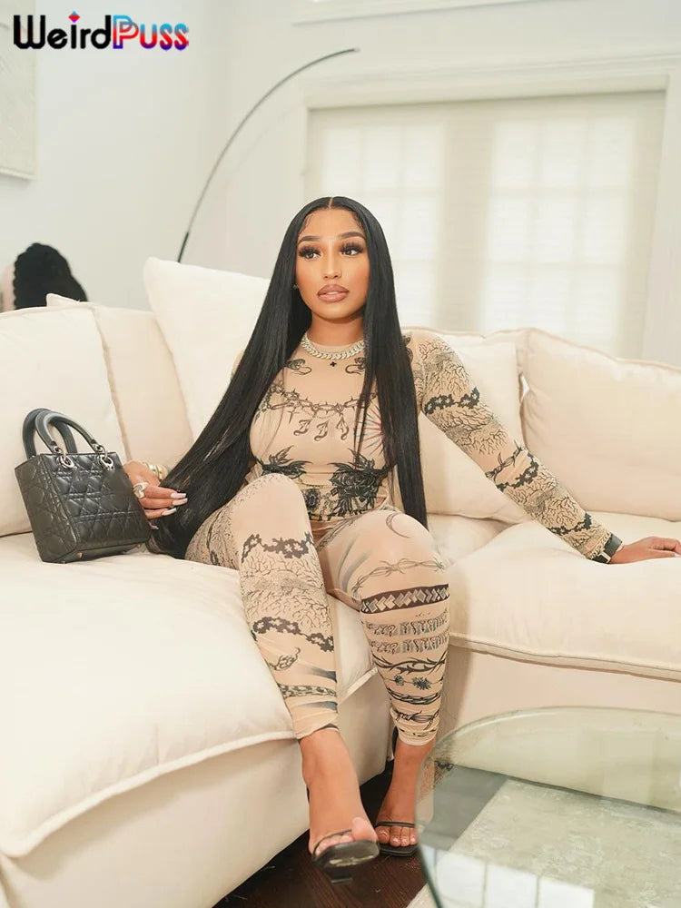 CLASSIC DRAGON PRINT MESH 2 PC SET