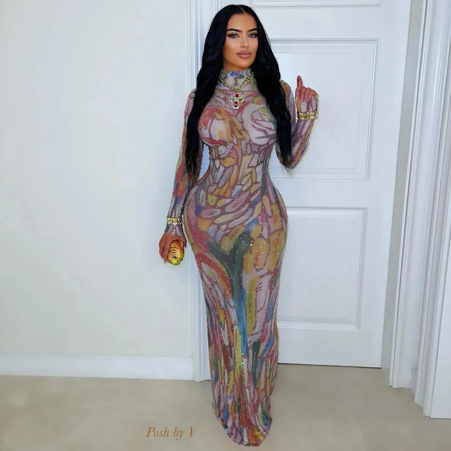 DESIGNER PERFORMANCE LONG SLEEVE DRESS