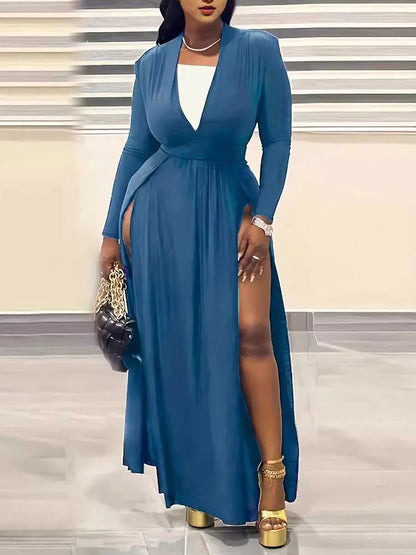 PLUS CURVY SPLIT BODEGA DRESS