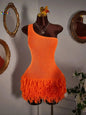 ORANGE FRINGE BODYCON MINI DRESS