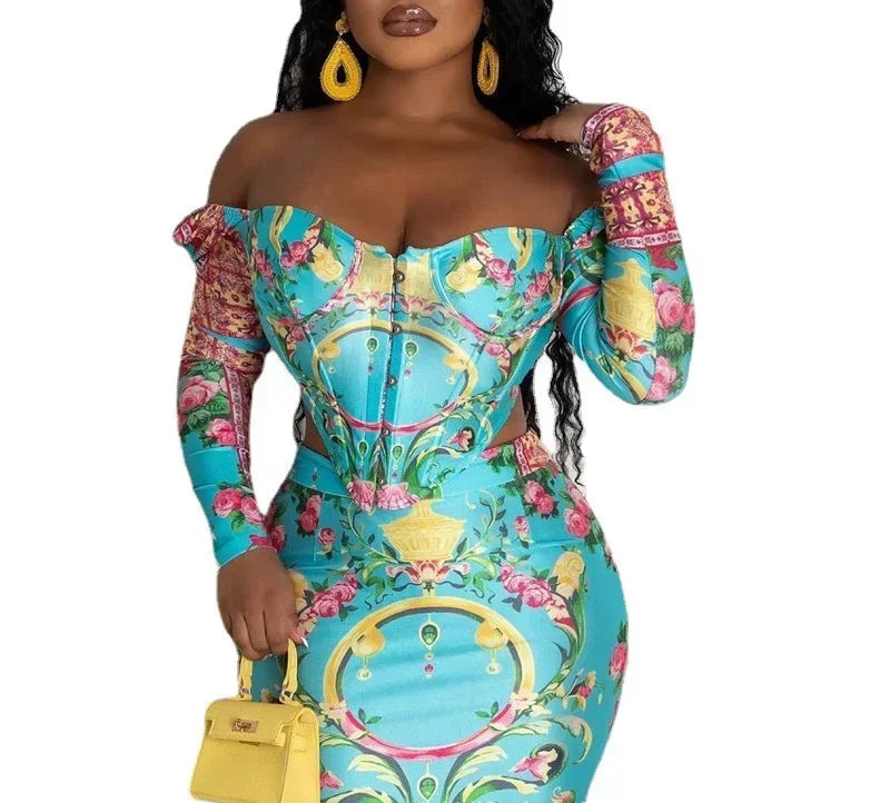 TROPICAL FLORAL PRINT SKIRT SET