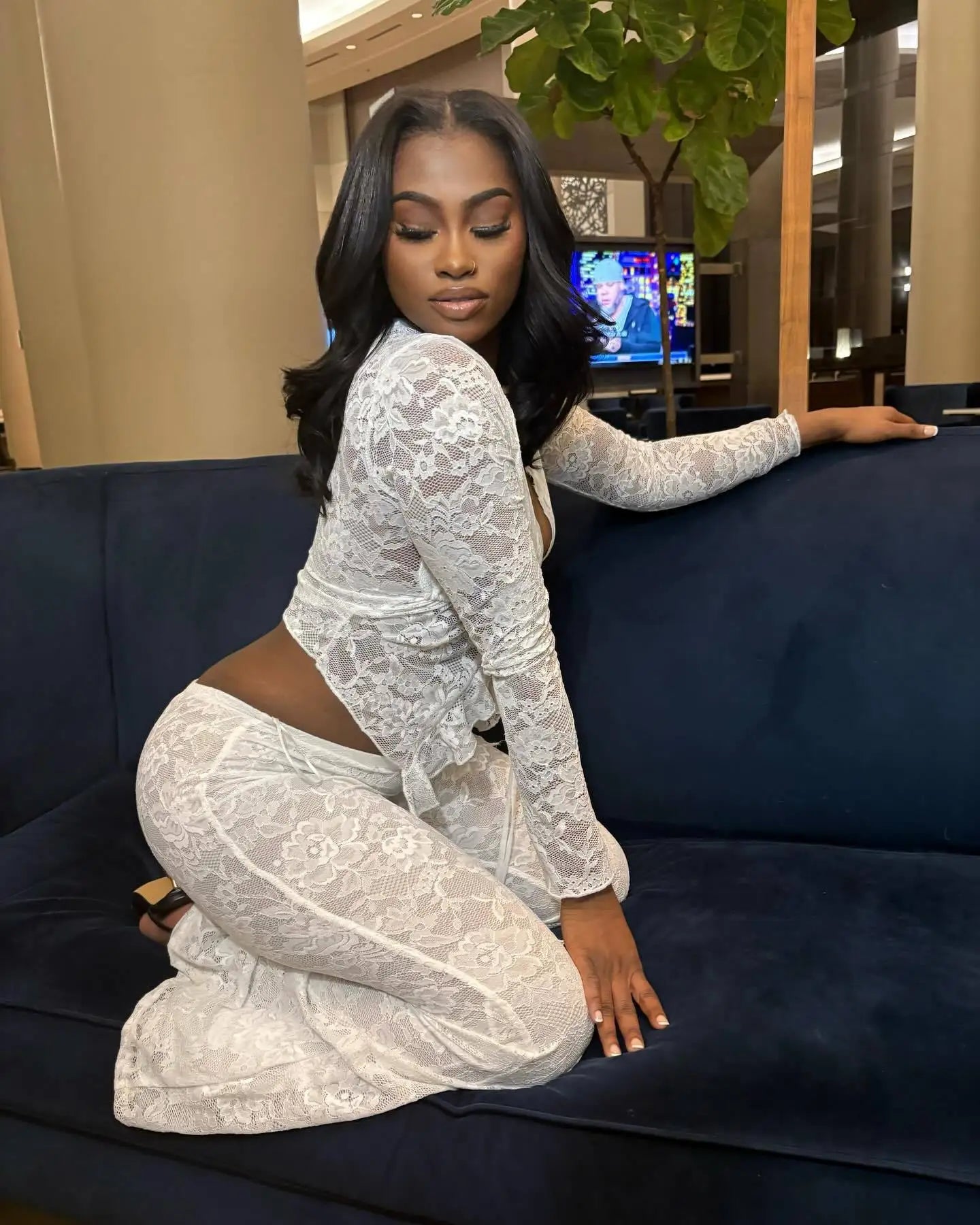 FLIRTY 2 PC LACE PANTS SET