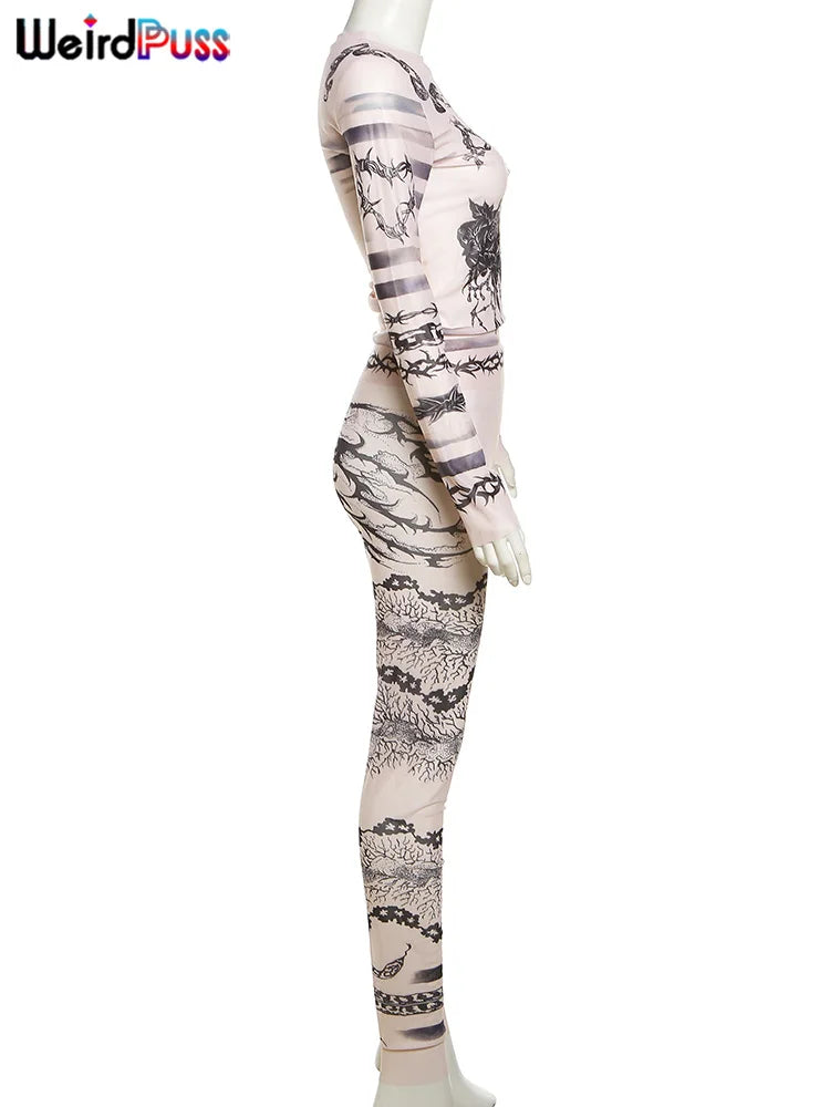 CLASSIC DRAGON PRINT MESH 2 PC SET