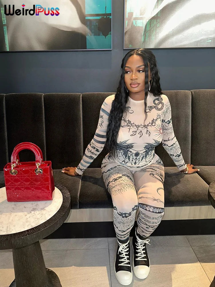 CLASSIC DRAGON PRINT MESH 2 PC SET