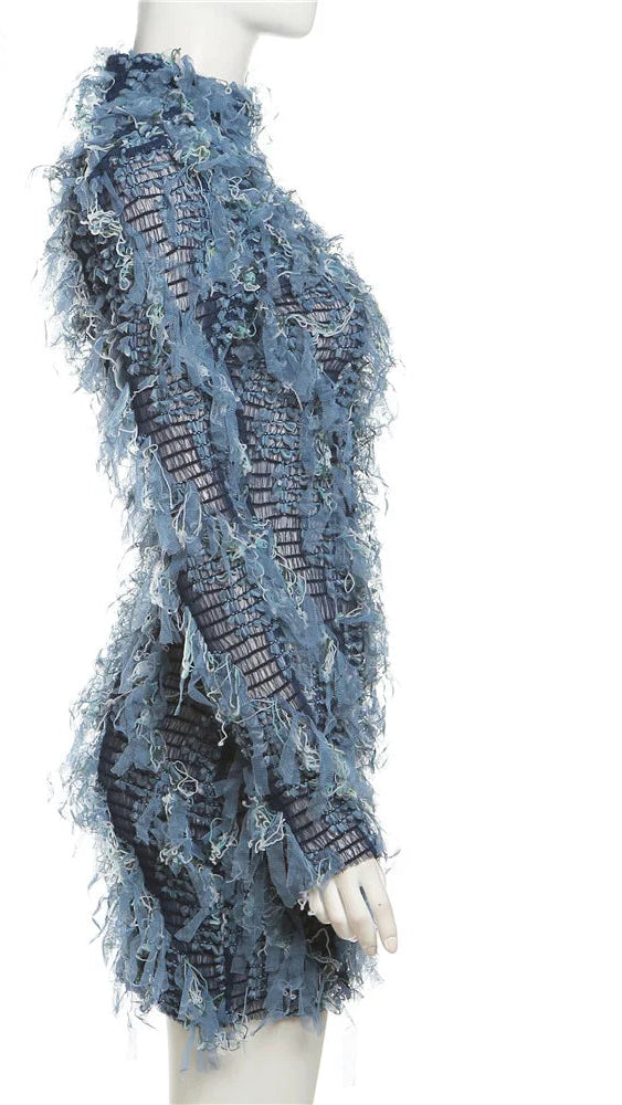 AUTUMN STACKED MINI DRESS