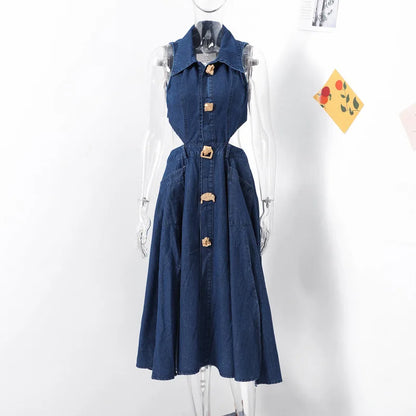 DENIM HIGH WAIST SUMMER DRESS