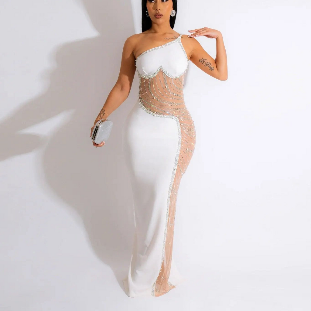 MESH PATCHWORK MAXI DRESS