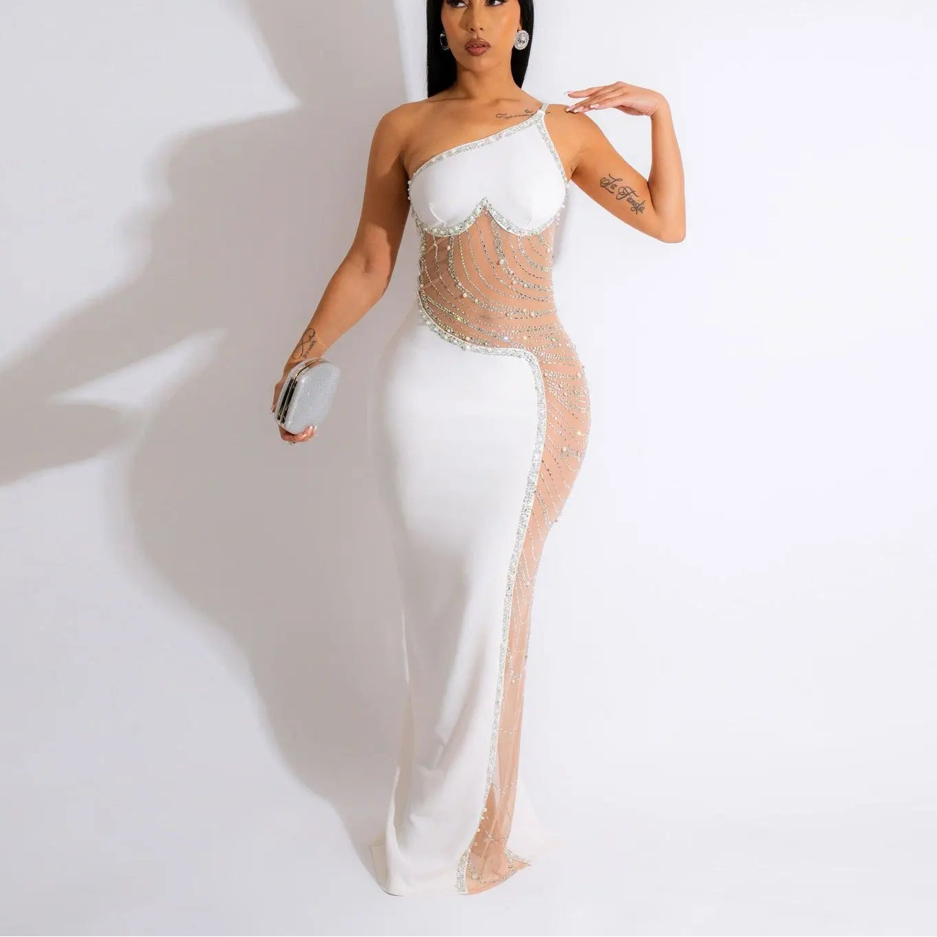 MESH PATCHWORK MAXI DRESS