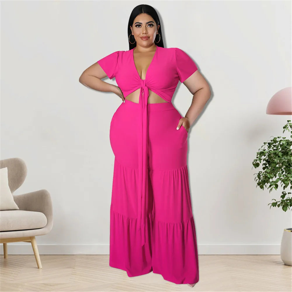 OWN THE ROOM FLARED PANTS CURVY PLUS SET