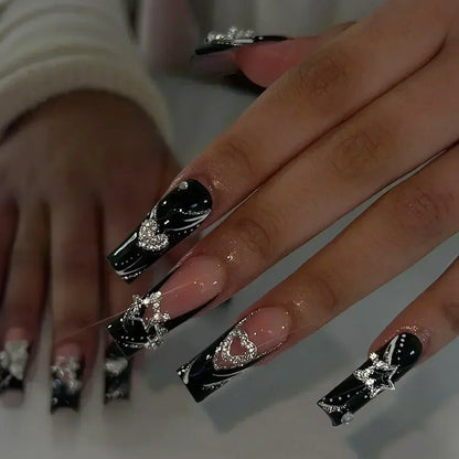 24 PCS SHIMMER LONG LUXURY PRESS ON NAILS