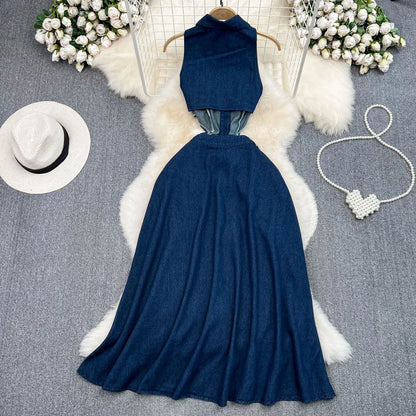 DENIM HIGH WAIST SUMMER DRESS