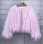 women's fur coat Colorful Furry Pink lamb wool faux fur coat female Shaggy sheepskin coat winter artificial fur jacket