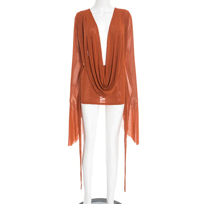 FLIRT COLLAR SHEER DRESS