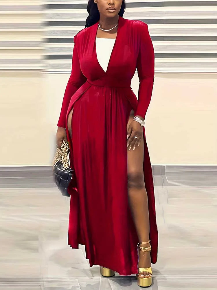 PLUS CURVY SPLIT BODEGA DRESS