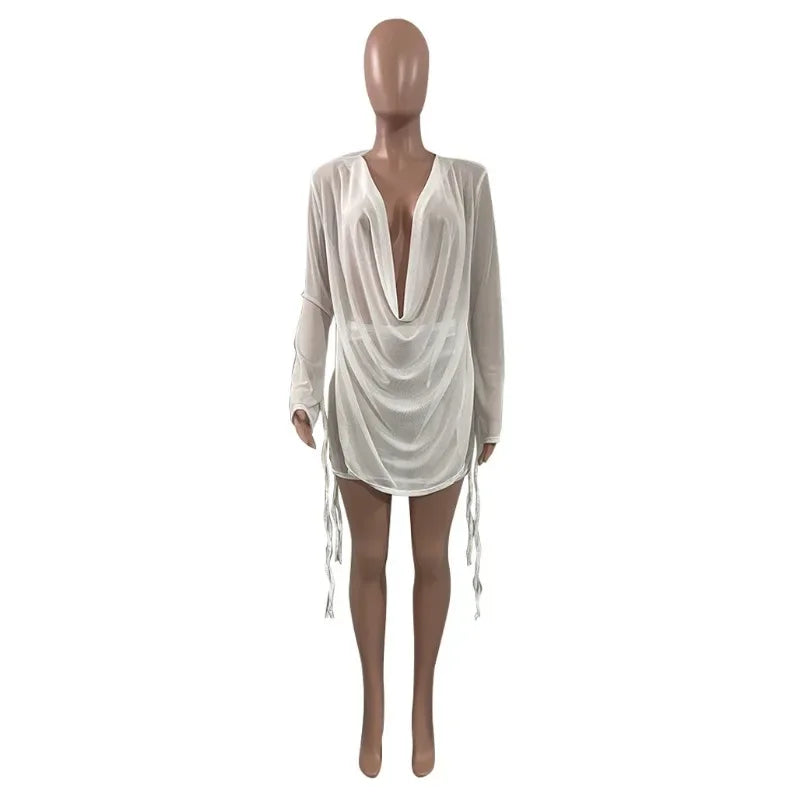 Bandage Mesh Two Piece Skirt Set