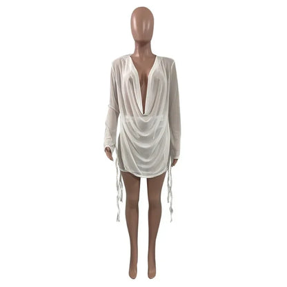 Bandage Mesh Two Piece Skirt Set