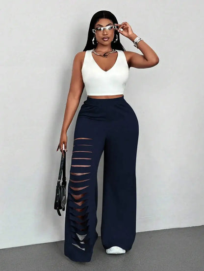 NEXT LEVEL DISTRESSED PLUS CURVY LEGGINGS