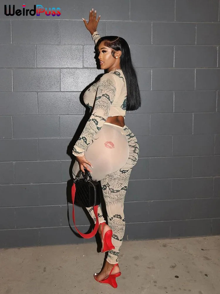 CLASSIC DRAGON PRINT MESH 2 PC SET