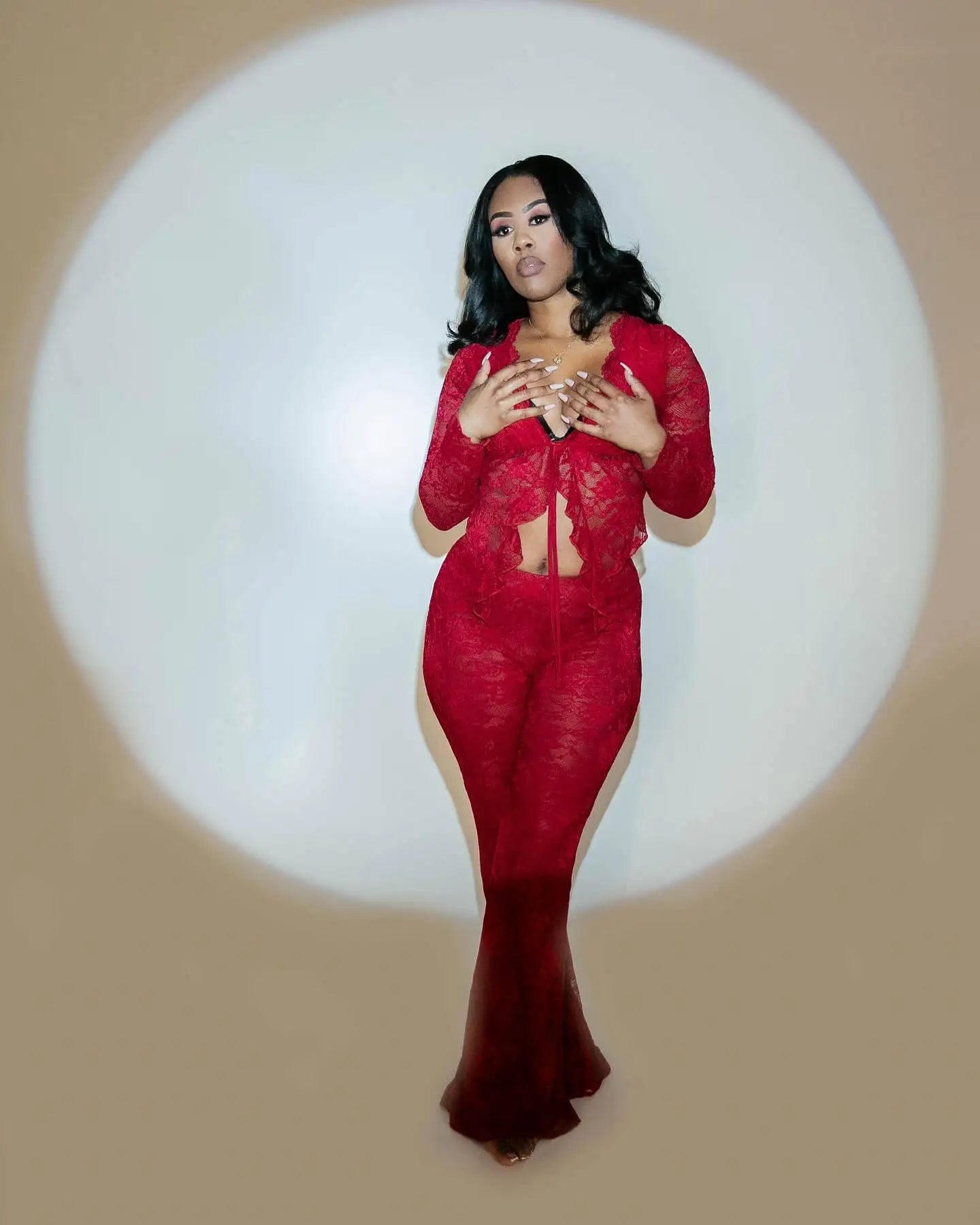 FLIRTY 2 PC LACE PANTS SET