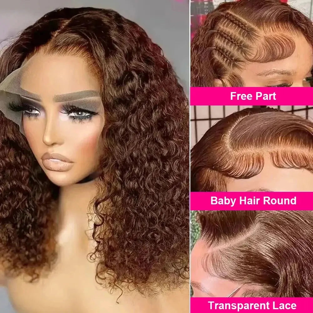 COCOA BROWN WATER WAVE SHORT PRE-PLUCKED UNIT