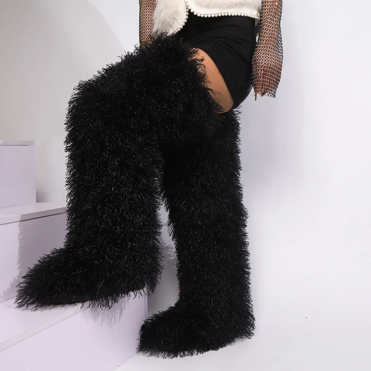 THIGH HIGH MONGOLIAN BOOTS