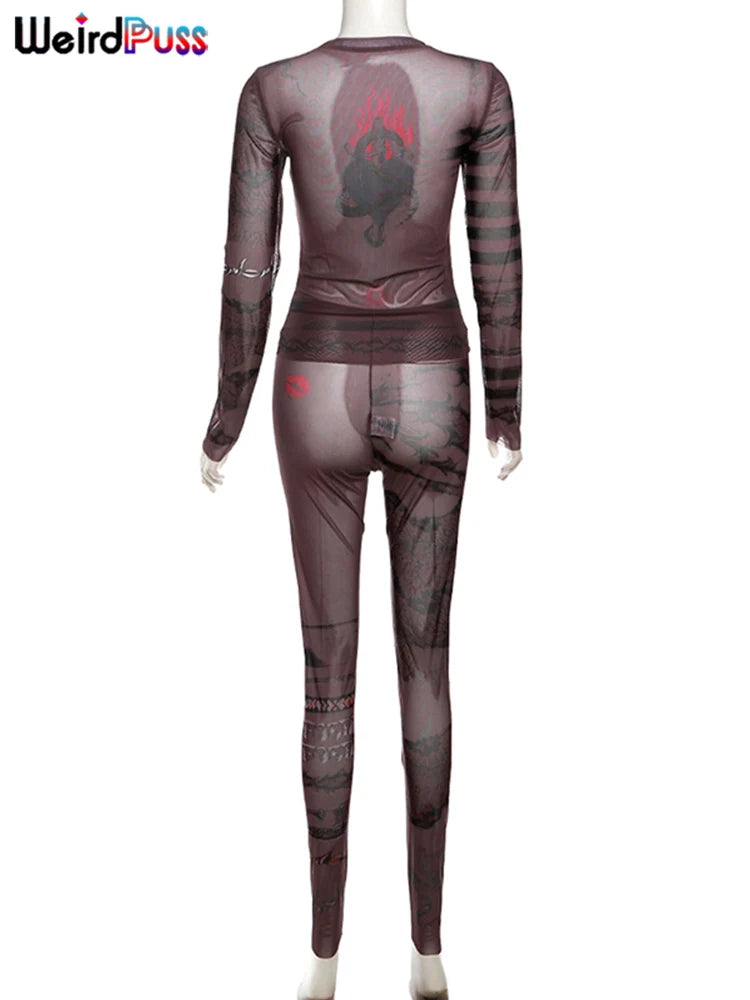 CLASSIC DRAGON PRINT MESH 2 PC SET