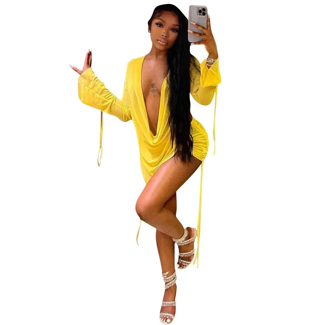 Bandage Mesh Two Piece Skirt Set