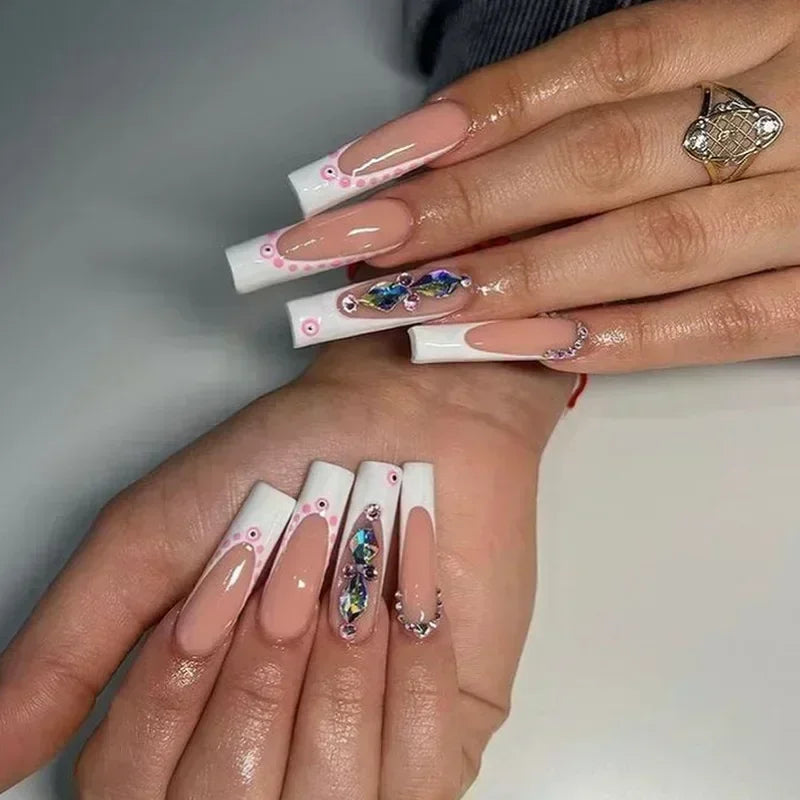 24 PCS SHIMMER LONG LUXURY PRESS ON NAILS