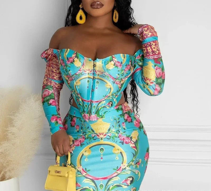 TROPICAL FLORAL PRINT SKIRT SET