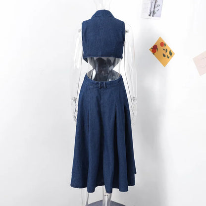 DENIM HIGH WAIST SUMMER DRESS