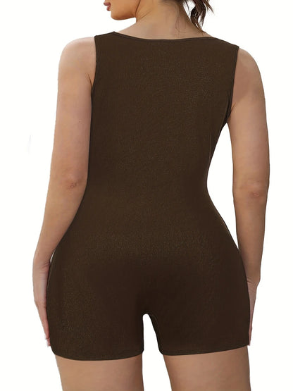 PLUS CURVY RIBBED YOGA JUMPSUIT