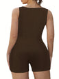 PLUS CURVY RIBBED YOGA JUMPSUIT