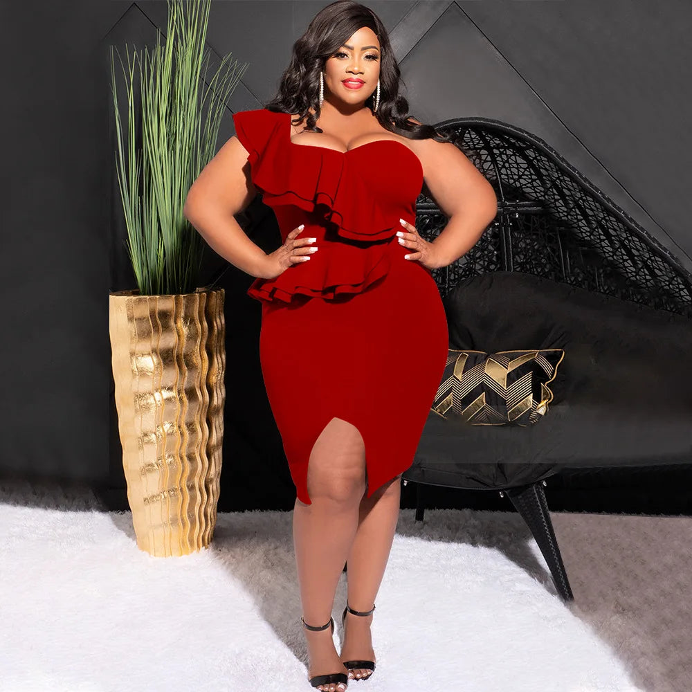 RUFFLED PLUS SIZE CURVY DRESS