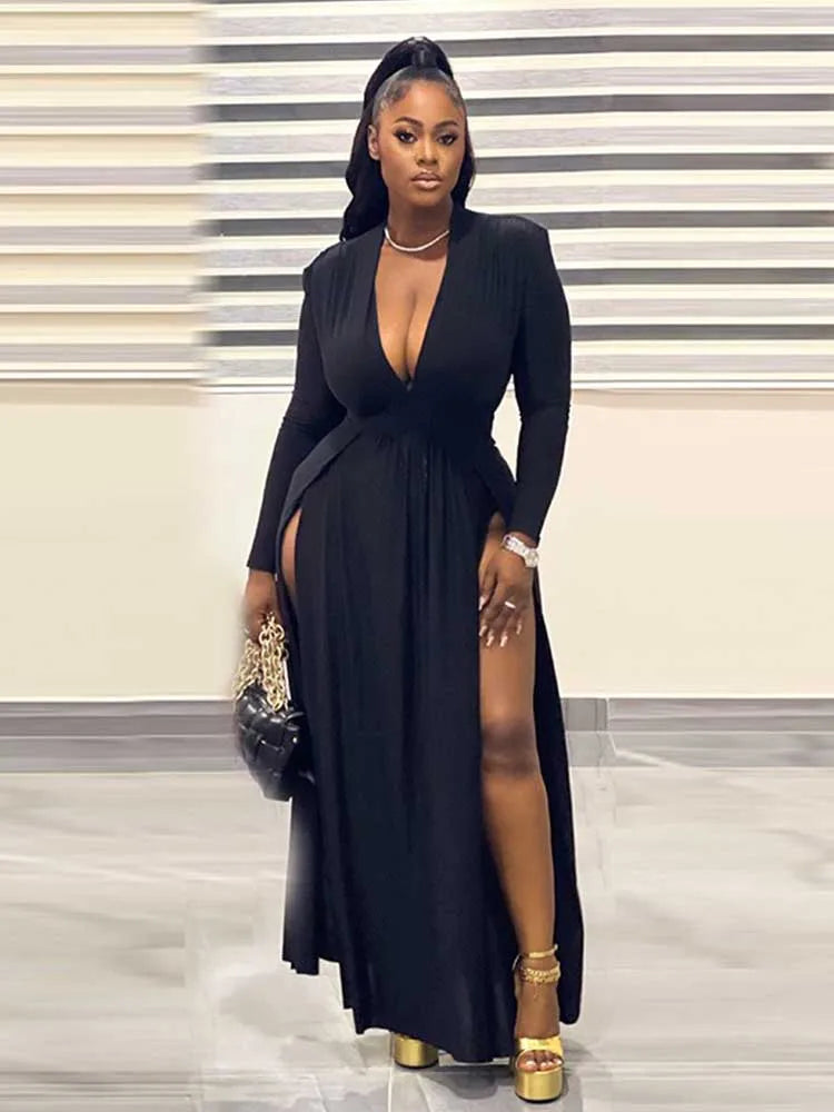 PLUS CURVY SPLIT BODEGA DRESS