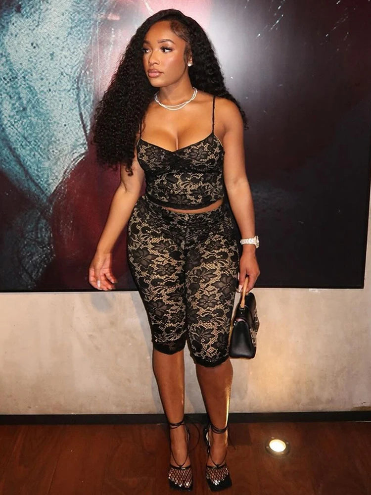 MESH LACE 2 PC PANTS SET