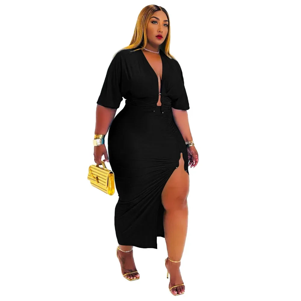 CITY GYAL PLUS CURVY 2 PC SKIRT SET WITH SPLIT