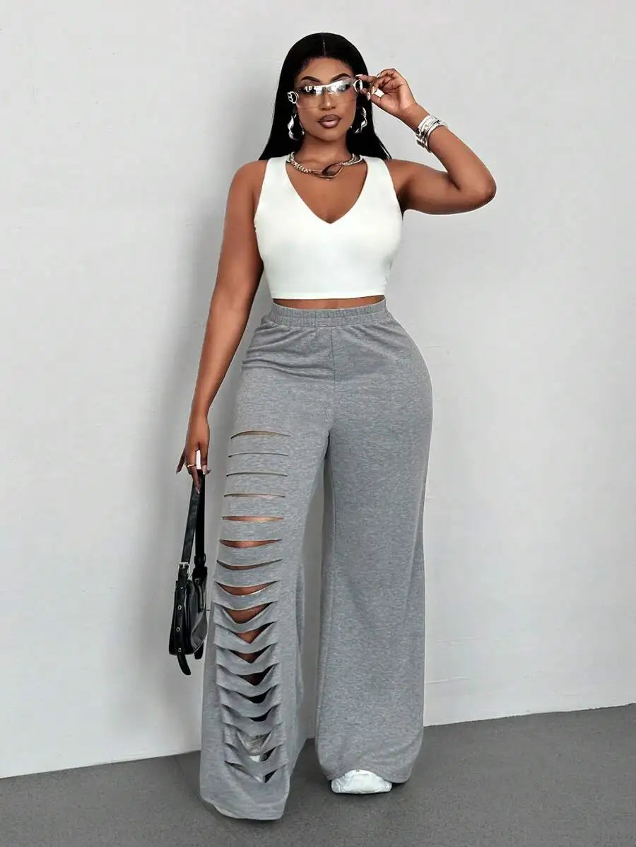NEXT LEVEL DISTRESSED PLUS CURVY LEGGINGS
