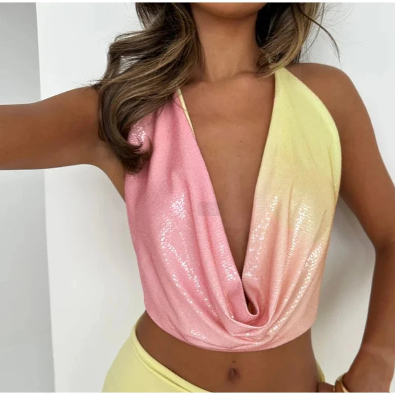 SEQUINED HALTER SKIRT SET