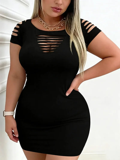 ON EDGE SLIT PLUS CURVY MINI DRESS
