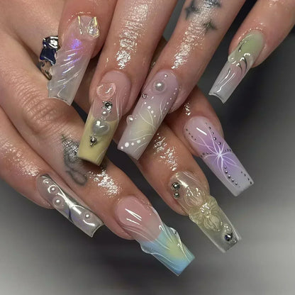24 PCS SHIMMER LONG LUXURY PRESS ON NAILS