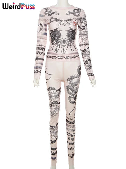 CLASSIC DRAGON PRINT MESH 2 PC SET