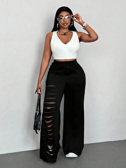 NEXT LEVEL DISTRESSED PLUS CURVY LEGGINGS