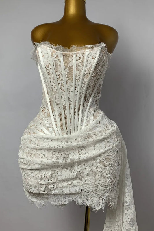 HIGH WAIST PATCHWORK LACE DRESS