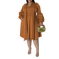 SOMO Plus Size Women Dress Long Sleeve Puffy Sleeve Mid-length Dress Party New Year Dress 2024 Dropshipping Wholesale Vestido