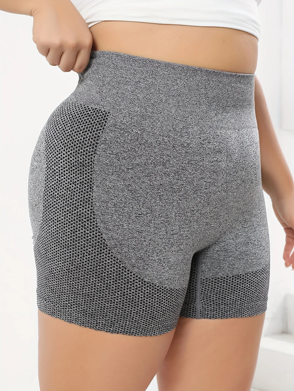 Plus Size Women's High Waist Running Fitness Yoga Shorts