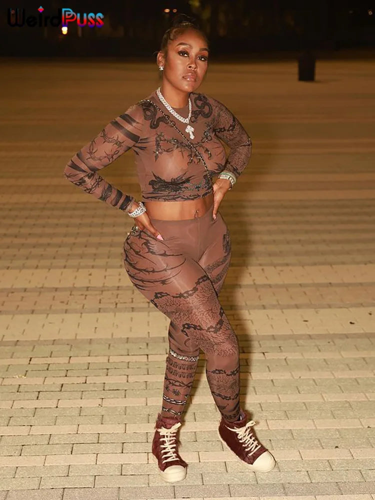 CLASSIC DRAGON PRINT MESH 2 PC SET