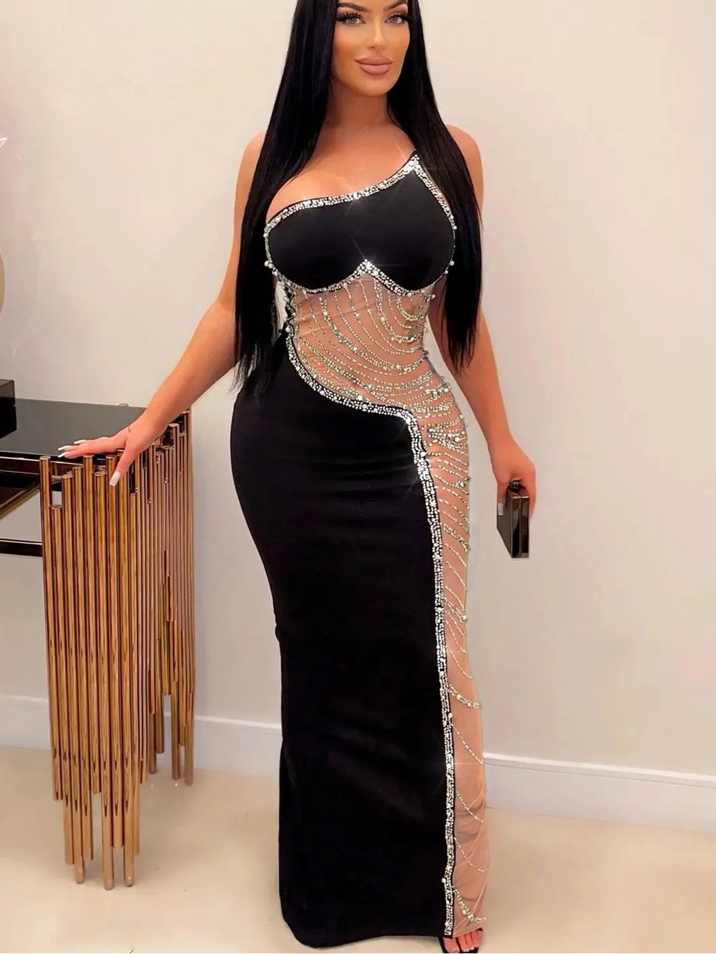 MESH PATCHWORK MAXI DRESS