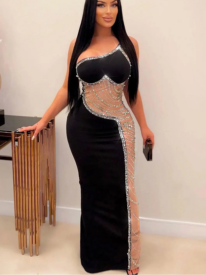 MESH PATCHWORK MAXI DRESS