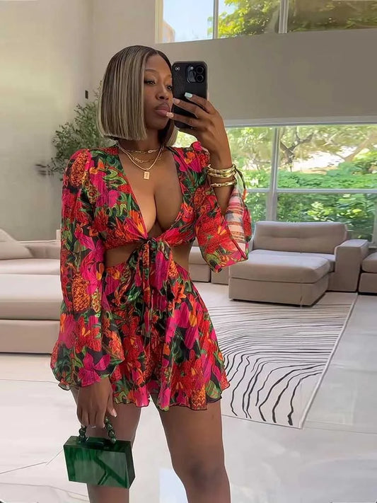 FLOWER PRINT FLARED LOVE SKIRT DRESS