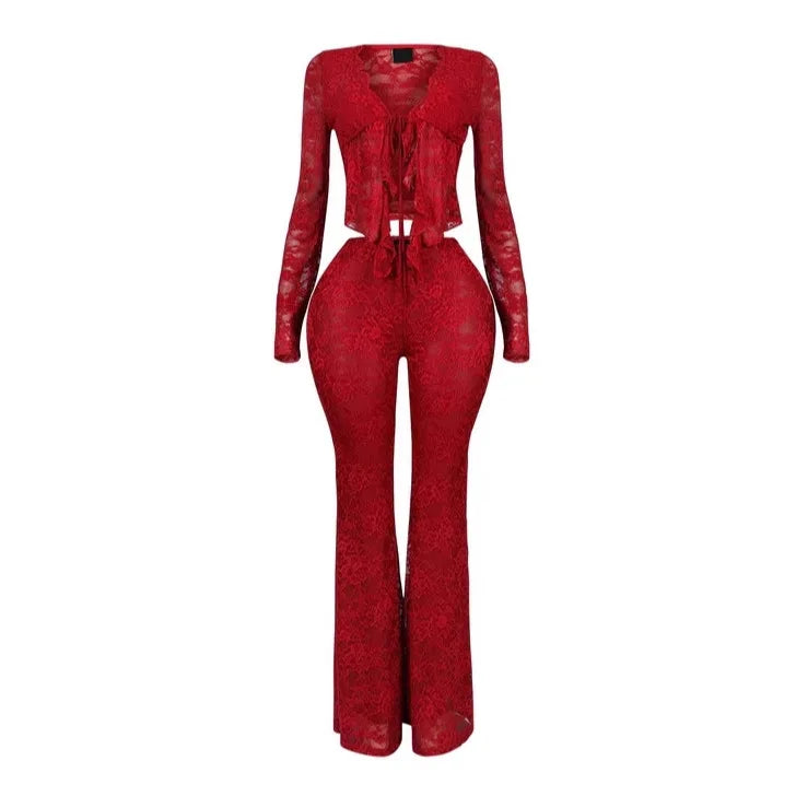 FLIRTY 2 PC LACE PANTS SET